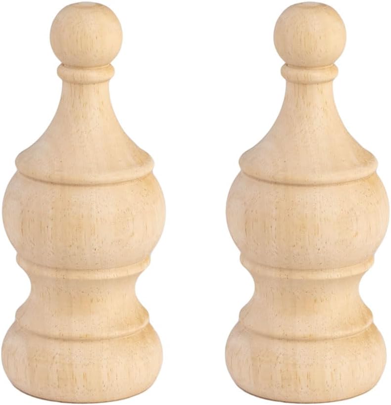 CRAPAPFERT 2 Pack Unfinished Wooden Finials for Bed Posts, 5.9" Tall x 2.4" Wide Decorative Wood Finials for Furniture, DIY Crafts & Home Decoration - Image 1